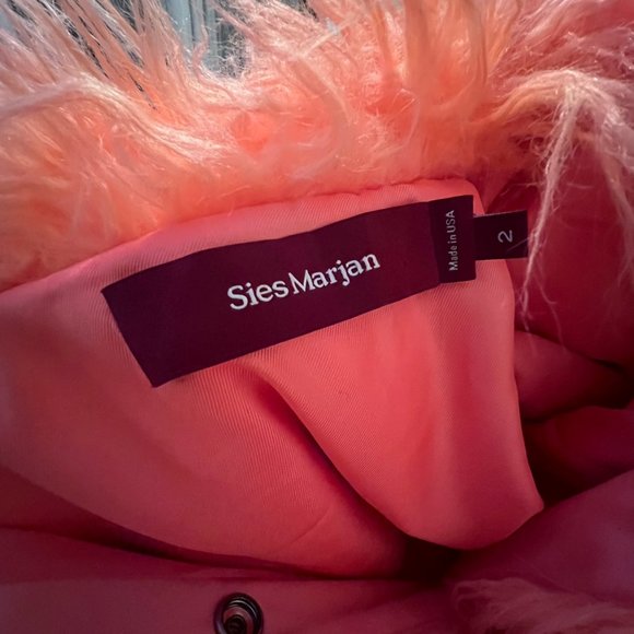 Sies Marjan Orange Faux Fur Bomber Jacket - Picture 11 of 11